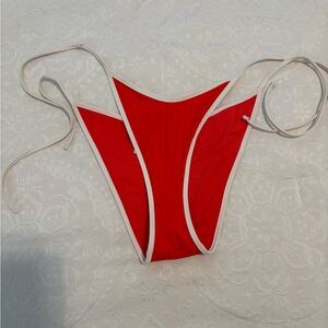 Aerie Vibrant Red Bikini Bottom with White Trim